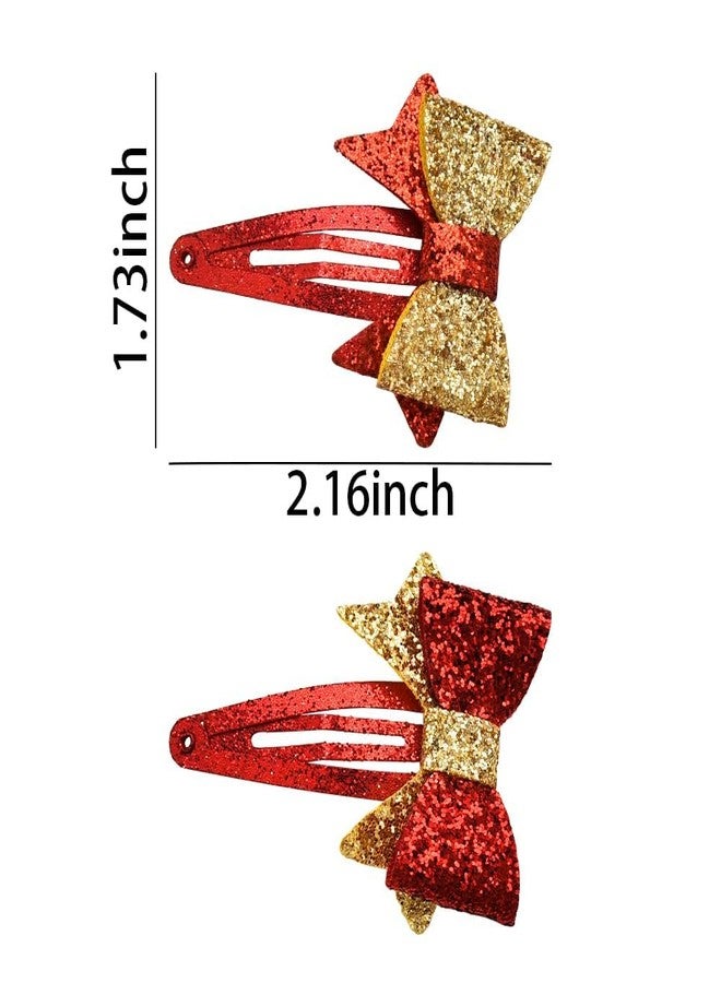 Borhmty Christmas Hair Clips Glitter Sequins Red Bow Hair Clips Glitter Barrette - Image 5